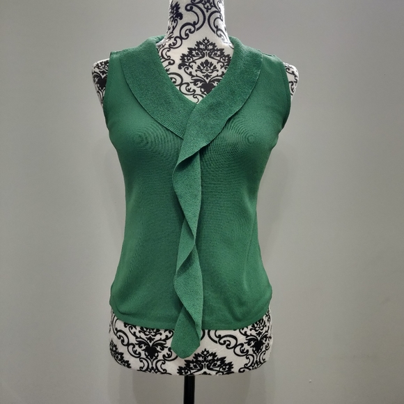 Forest Green Frill Blouse Casual Business Office - Picture 1 of 7